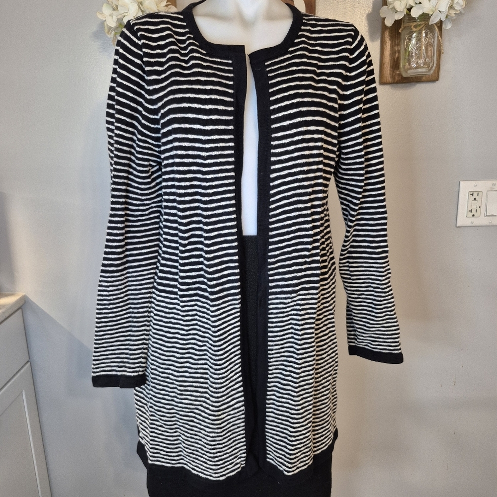 Charter Club Open Front Striped Cardigan